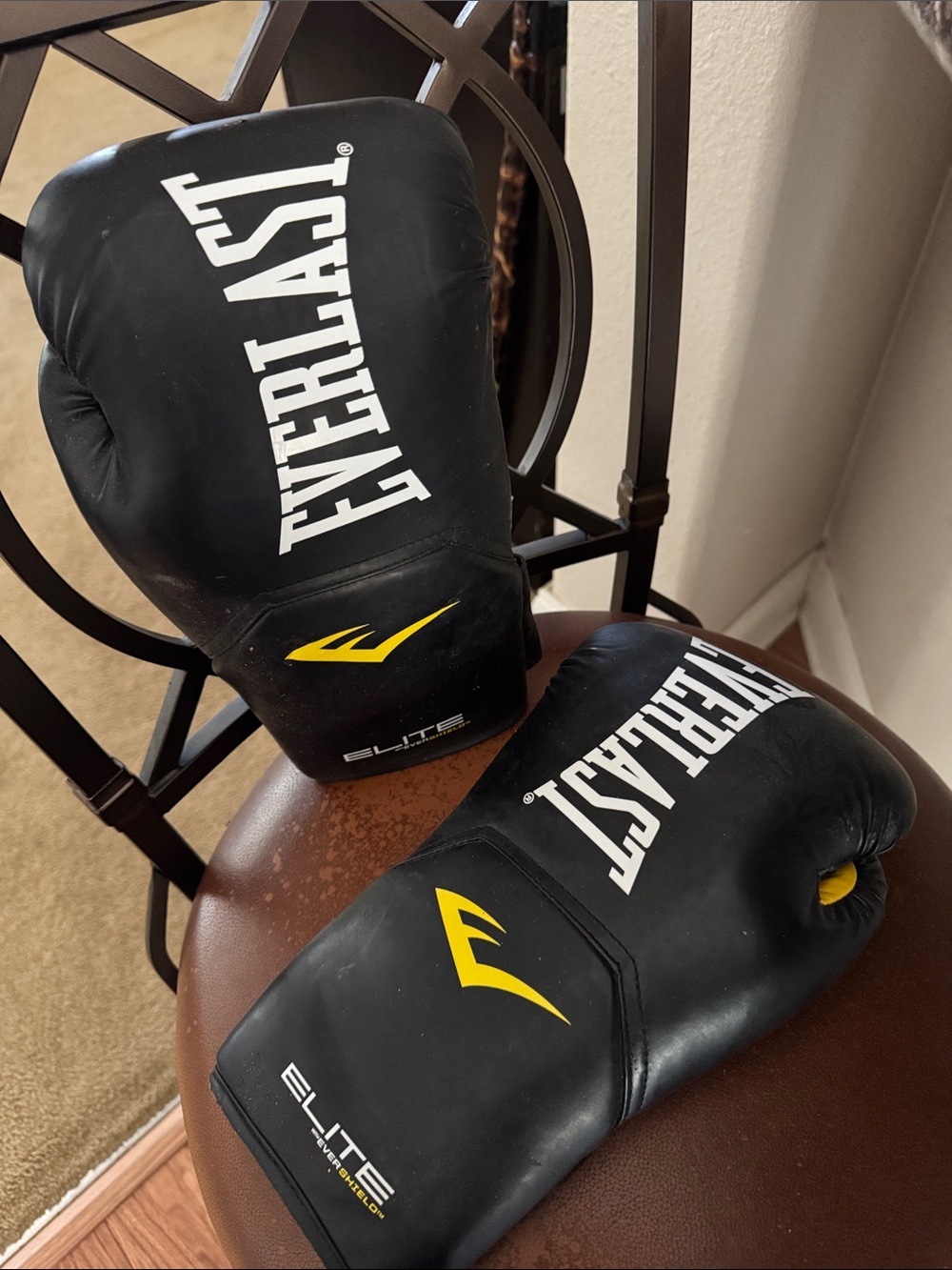Everlast Black and Yellow Elite Boxing Gloves